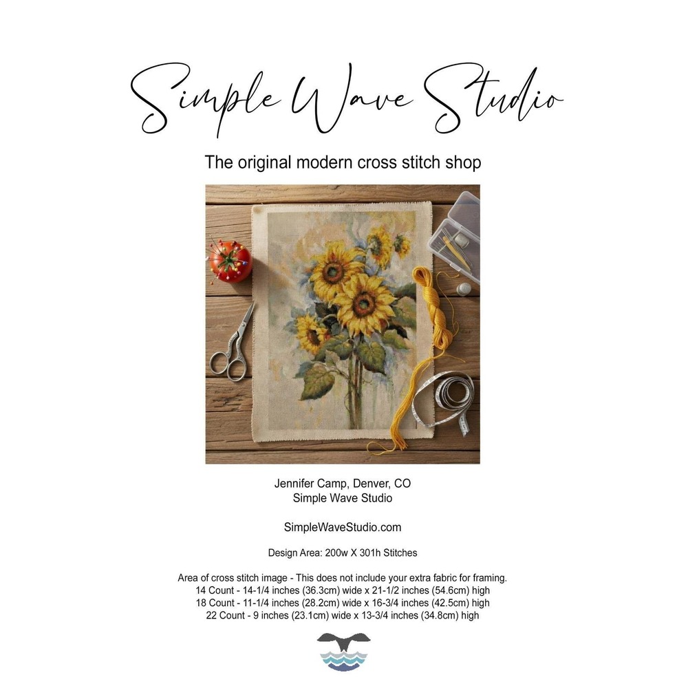 Sunflower Bouquet Counted‎ Cross Stitch Pattern Chart